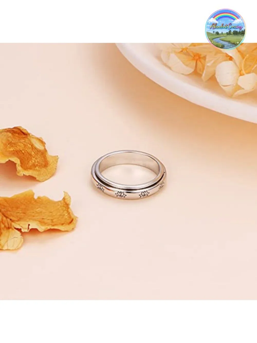 S925 Sterling Silver Spinner Fidget Ring Anxiety Relief Size 7